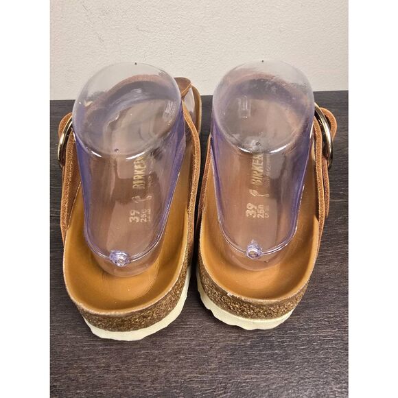 Birkenstock Gizeh Big Gold Buckle Cognac Brown Leather Size 39 Women’s Size 8 - Picture 5 of 7